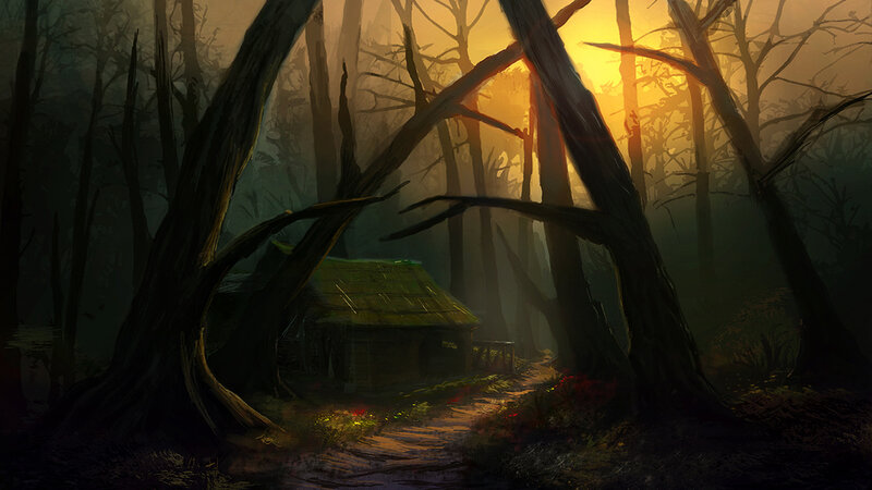 Cabin in Dark Forest