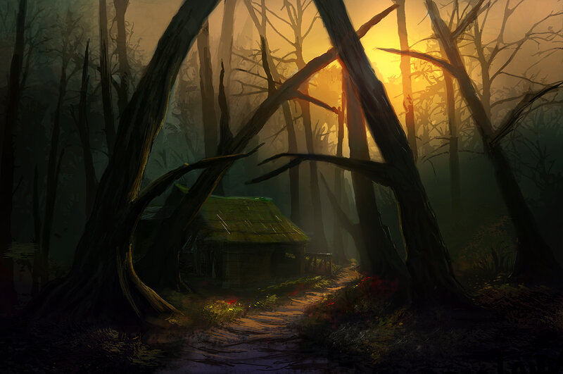 Cabin in Dark Forest — Yellow
