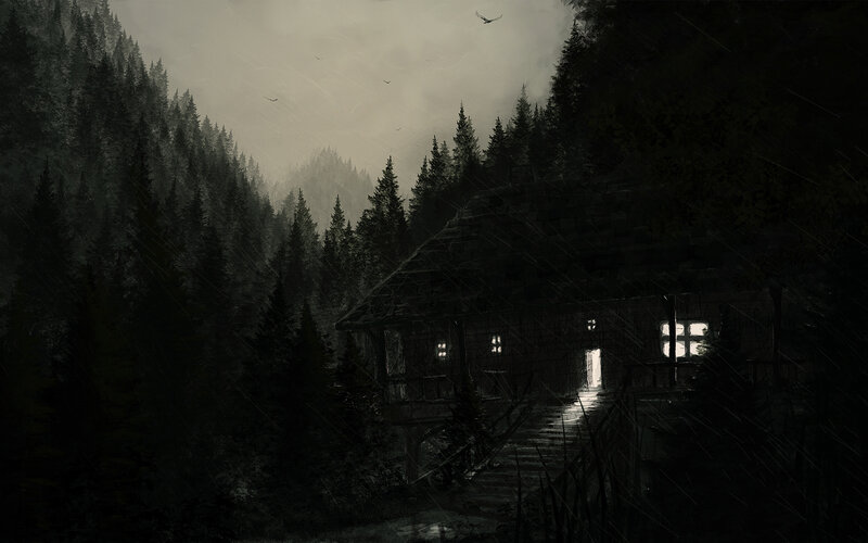 Cabin in Forest — Black