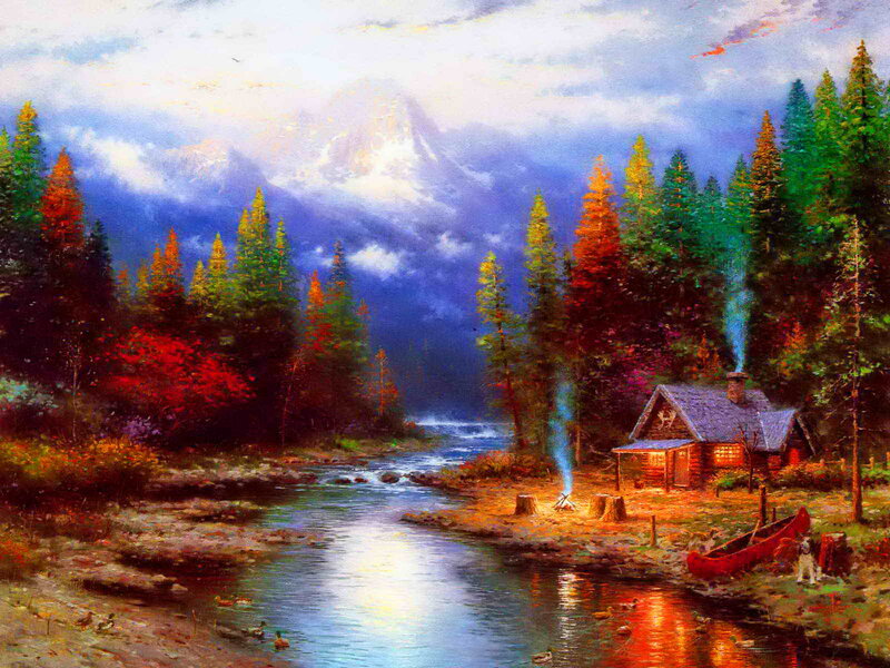 Cabin in Forest — Blue