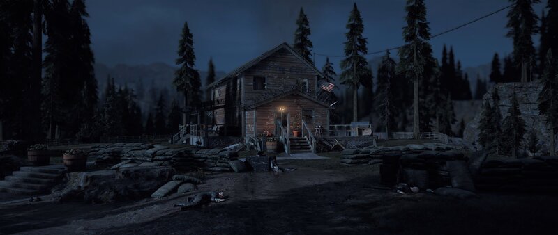 Cabin in Forest — Dark Blue