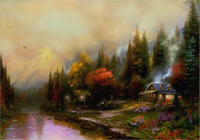 Cabin in Forest — Green, Serene, Autumn