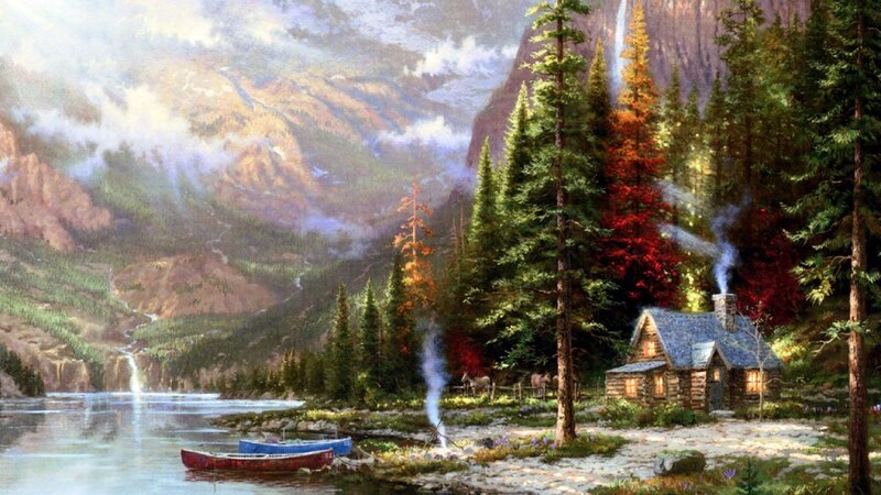 Cabin in Forest — Green, Serene