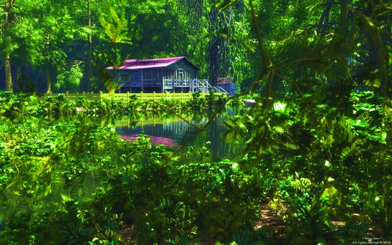 Cabin in Forest Pond