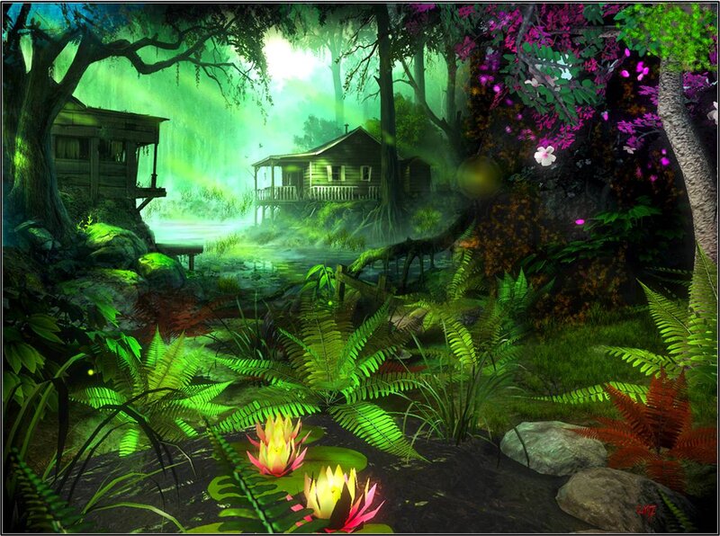 Cabin in Forest Swamp