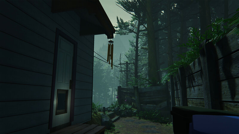 Cabin in Misty Forest — Green, Moody