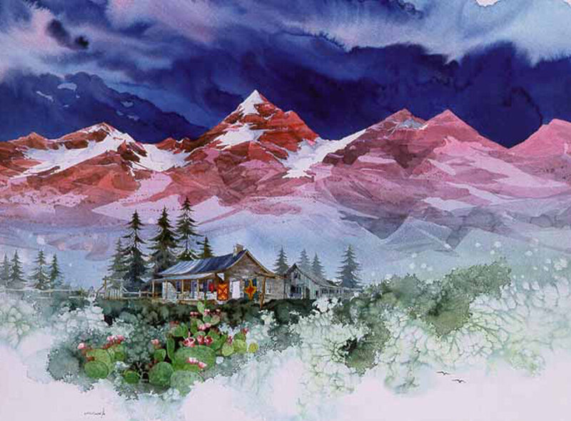 Cabin in Mountain Valley — Blue