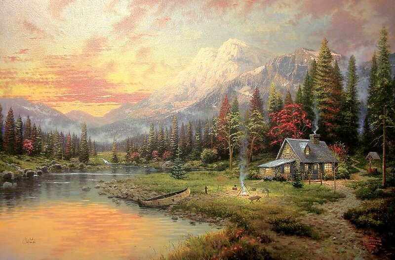 Cabin in Mountain Valley — Orange