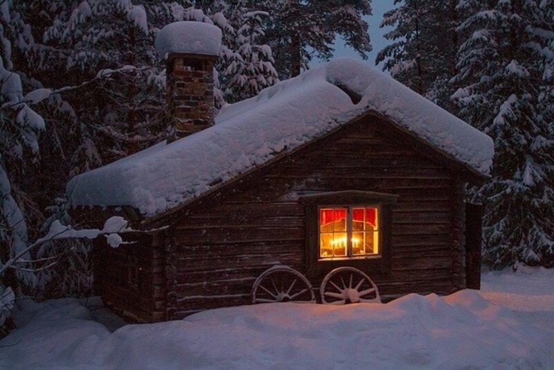 Cabin in Snow — White, Cozy