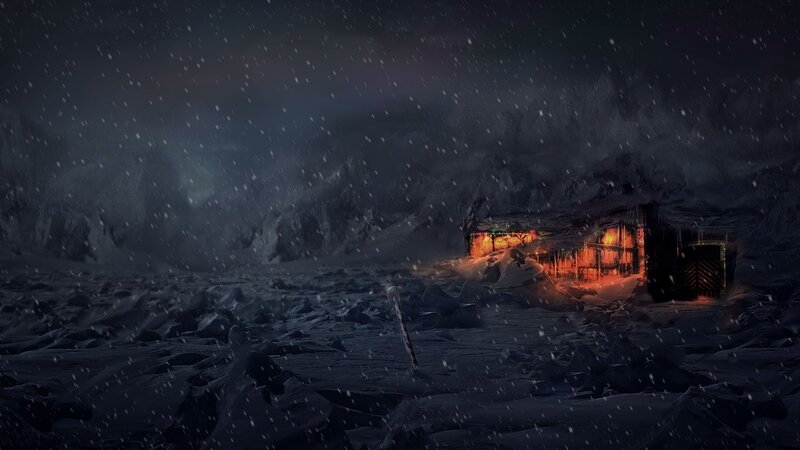 Cabin in Snowstorm — Black