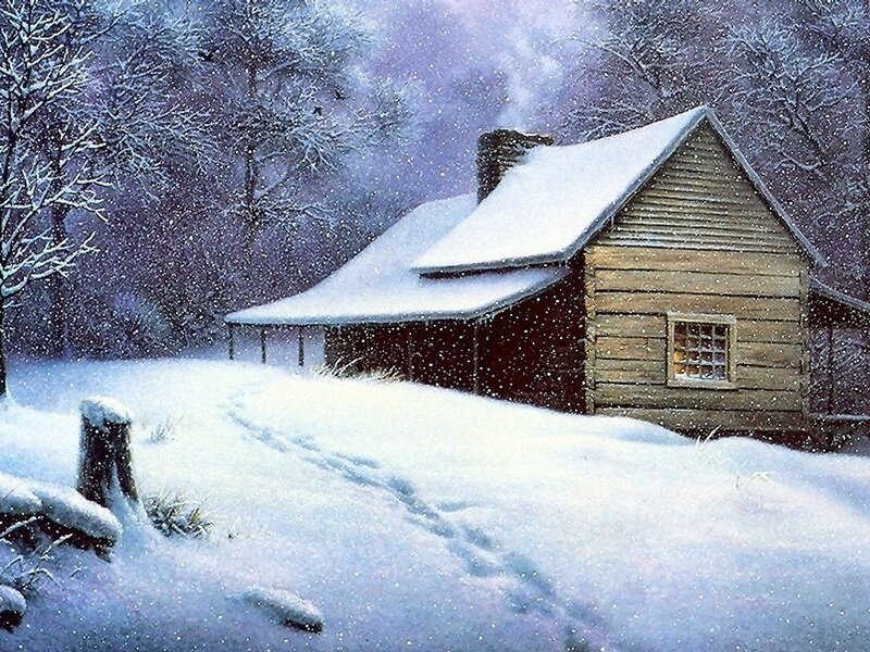 Cabin in Snowstorm