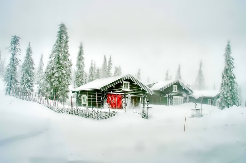Cabin in Snowstorm — White, Cold