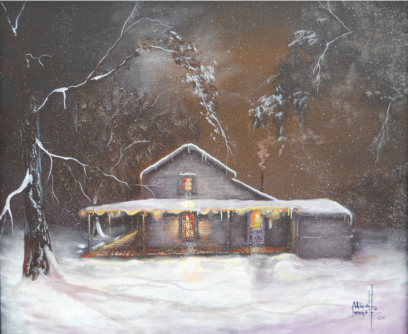 Cabin in Snowstorm — White