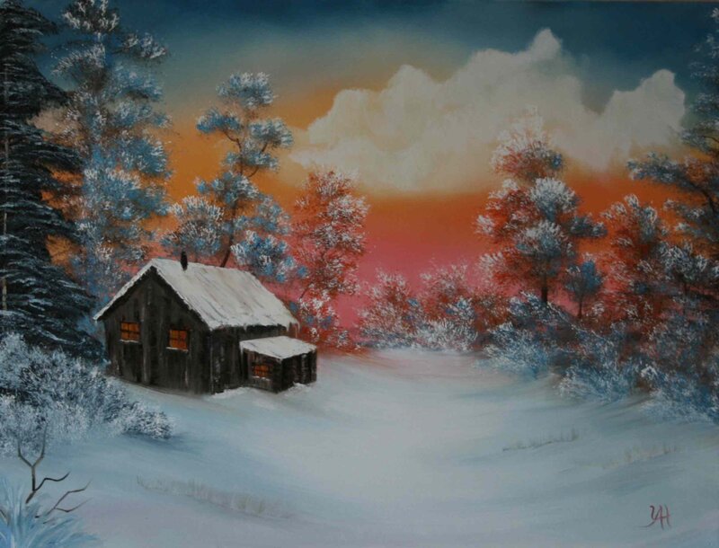 Cabin in Snowy Forest — White, Serene