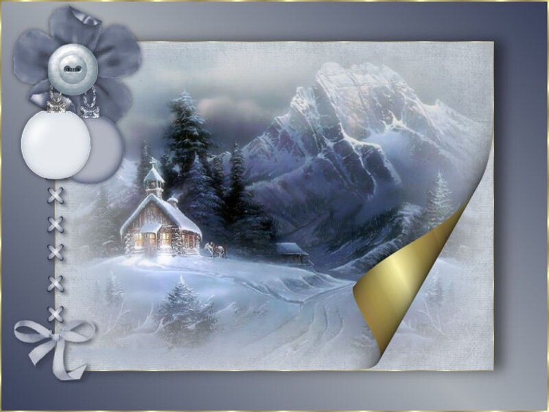 Cabin in Snowy Mountains — White, Serene