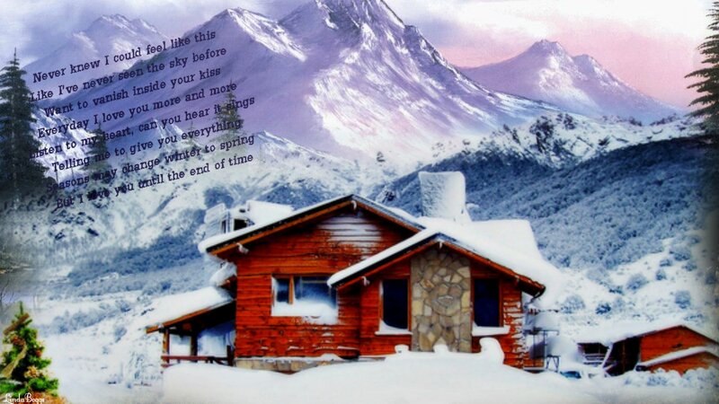 Cabin in Snowy Mountains — White, Serene, Winter, Photograph, Snow