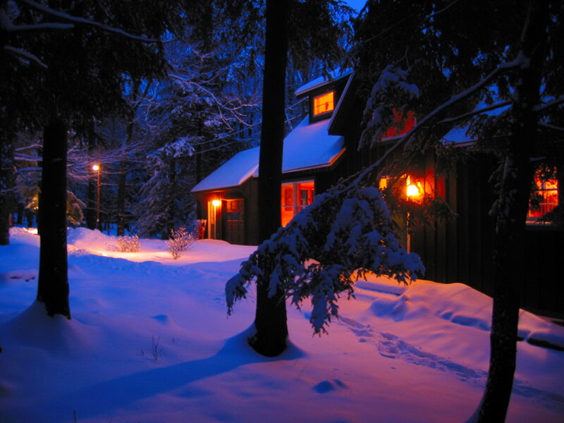 Cabin in Snowy Woods — Blue