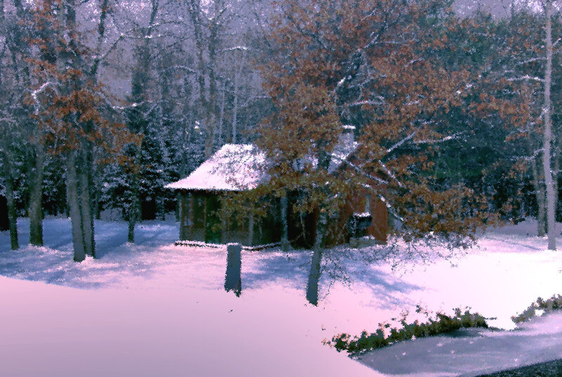 Cabin in Snowy Woods — White, Serene, Winter