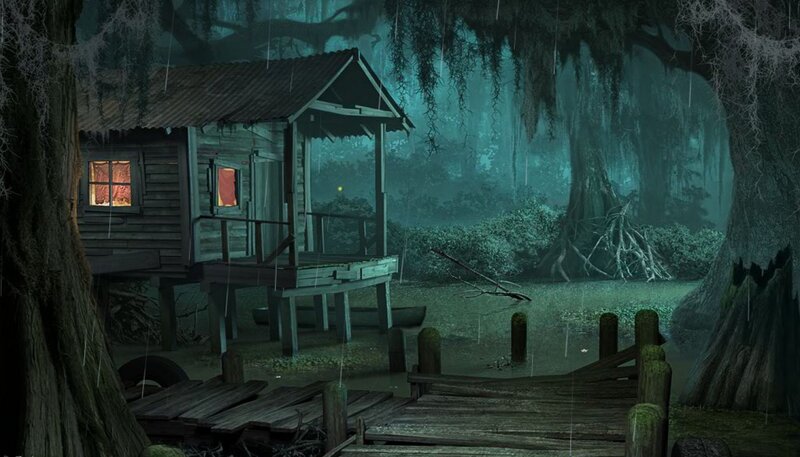 Cabin in Swamp — Green