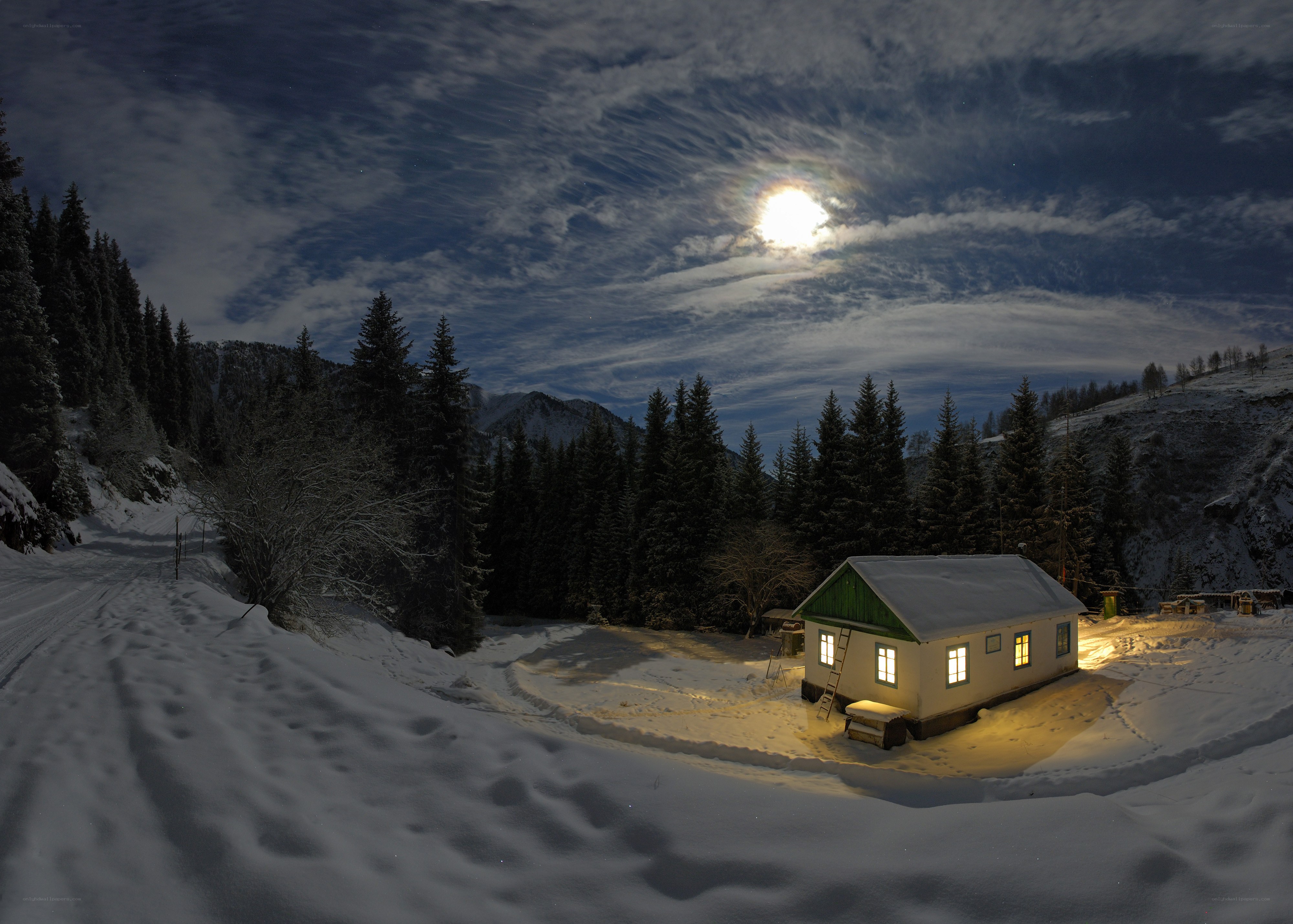 Cabin in the snowy mountains