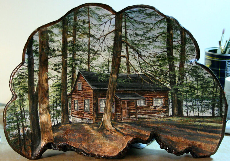 cabin in the woods painting