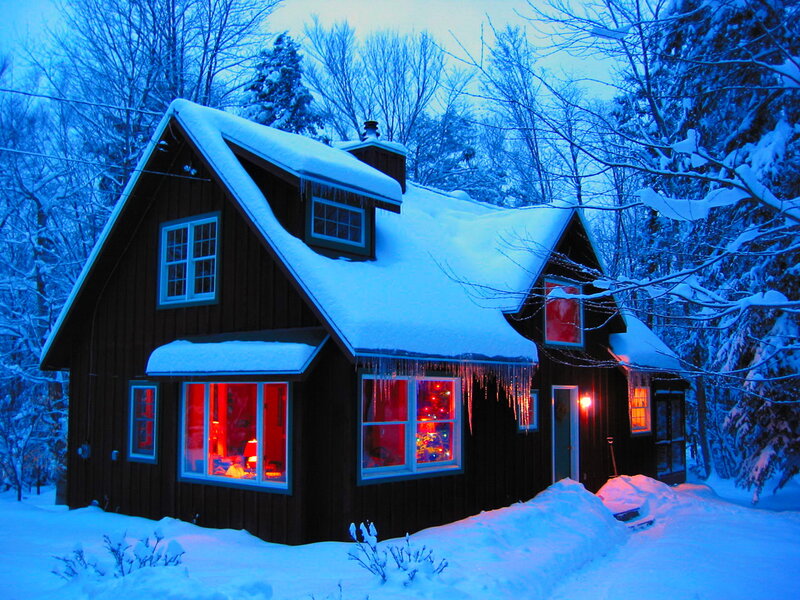 Cabin in Winter — Blue, Cozy