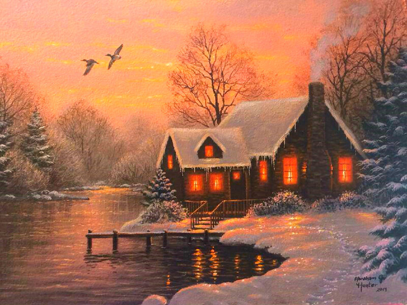Cabin in Winter — Orange