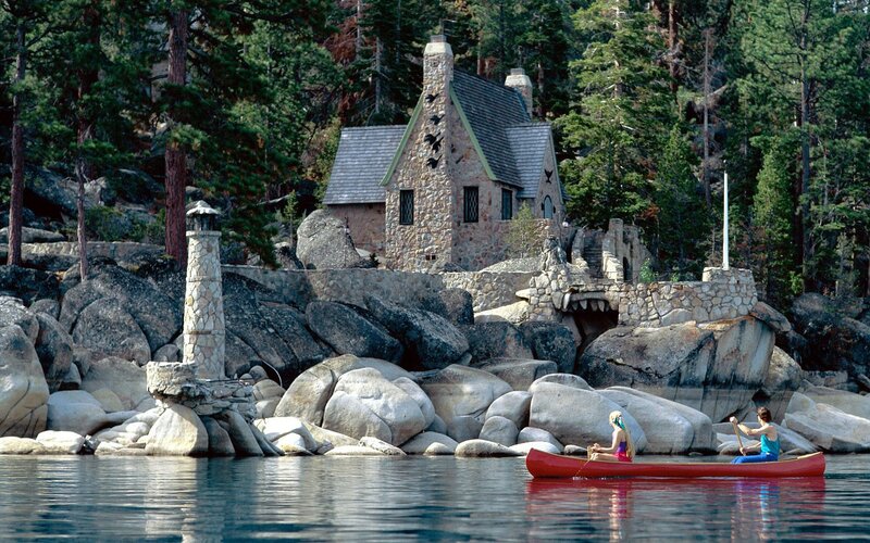 Cabin on a lake shore