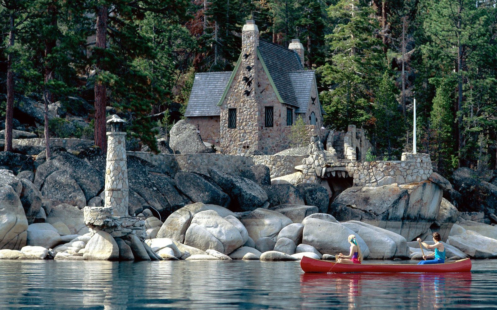 Cabin on a lake shore