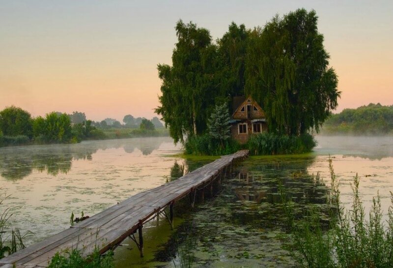 Cabin on a Small Island