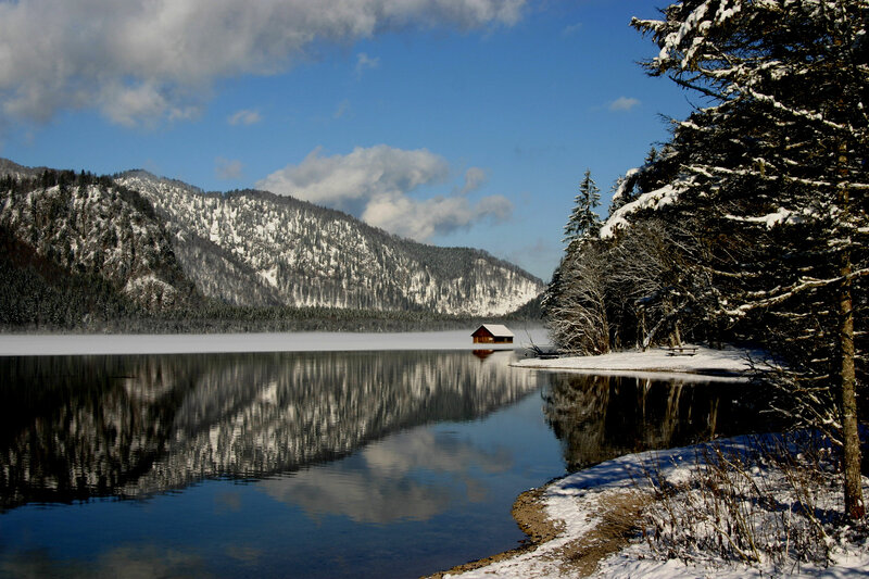 Cabin on Frozen Lake — Blue