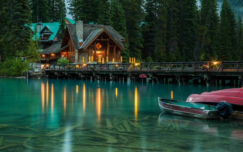 Cabin on Lake Dock — Green