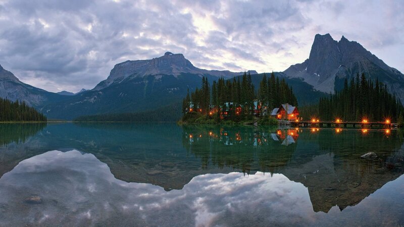 Cabin on Lake Island — Blue, Serene