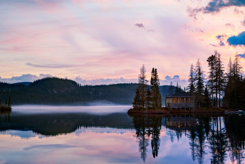 Cabin on Lake Island — Pink