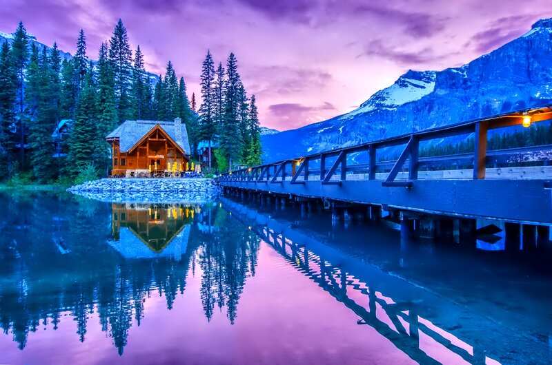 Cabin on Lake Shore — Purple