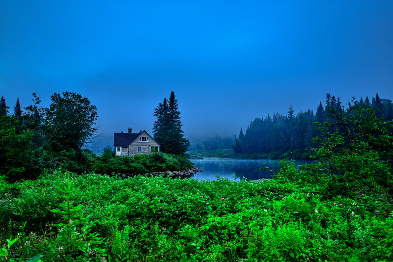Cabin on Lakeshore — Blue