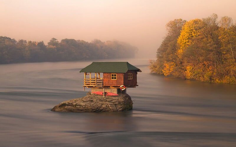 Cabin on Rock Island — Brown, Serene