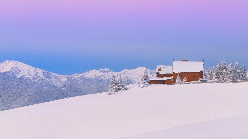 Cabin on Snowy Hill — White