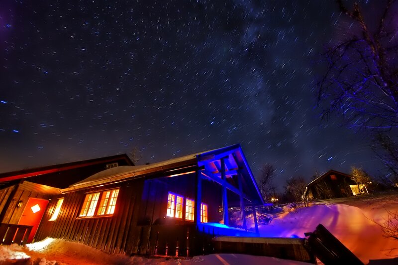 Cabin under Starry Sky — Blue