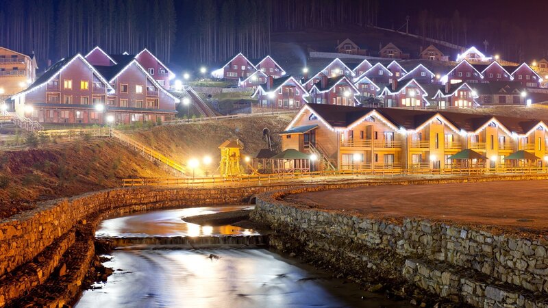 Cabin Village at Night