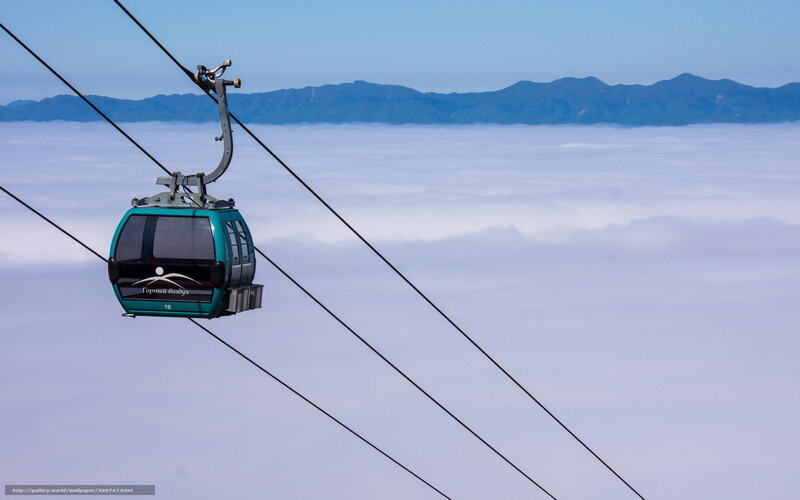 Cable car above the clouds
