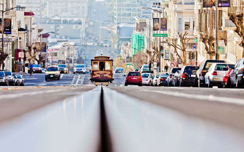 Cable car on a San Francisco street