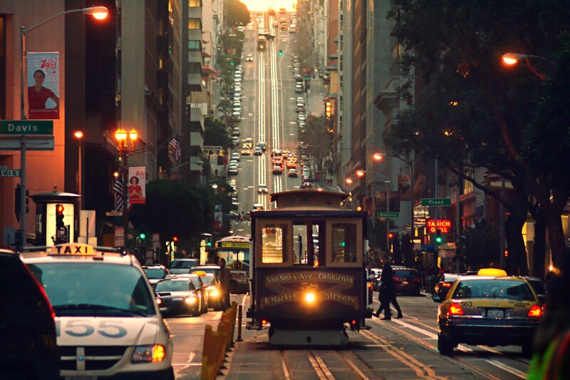 Cable car on a San Francisco street
