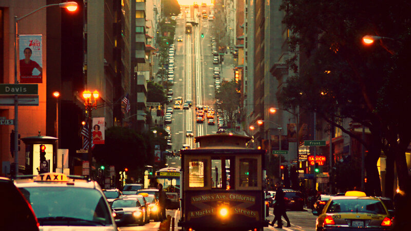Cable Car on City Street