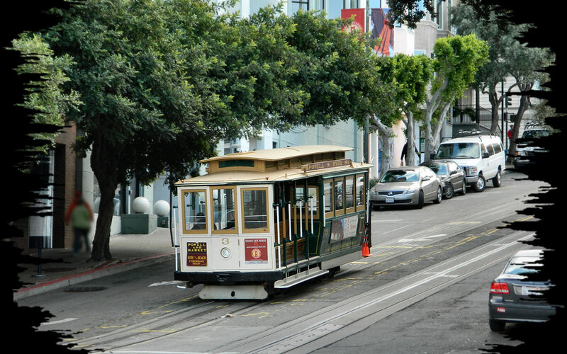Cable Car on Street — Green