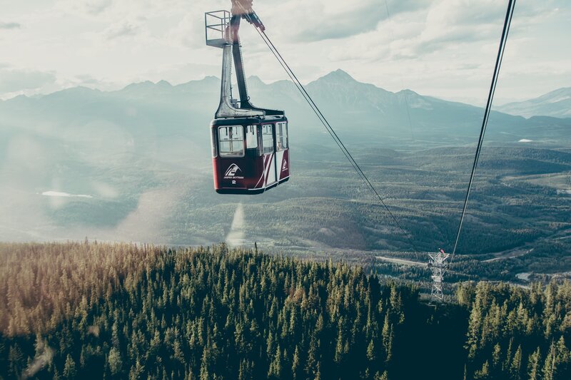 Cable Car over Forest — Green
