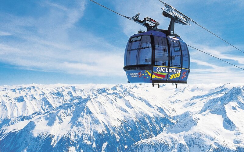 Cable Car over Mountains — Blue