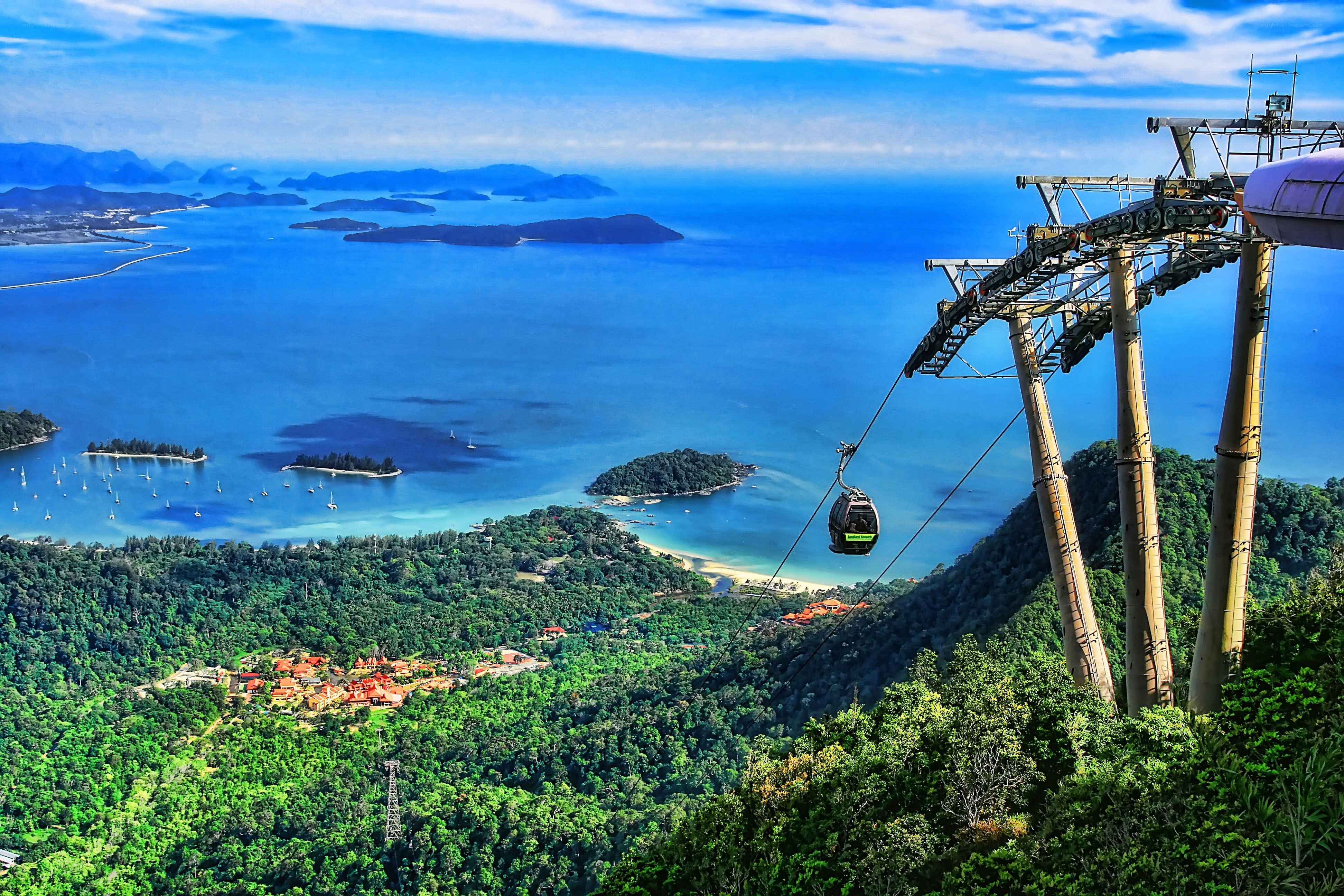 Cable car over tropical islands