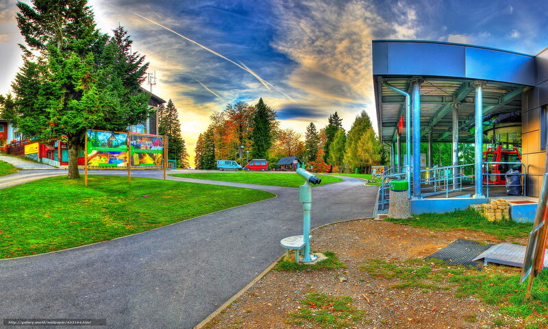 Cable car station at sunset