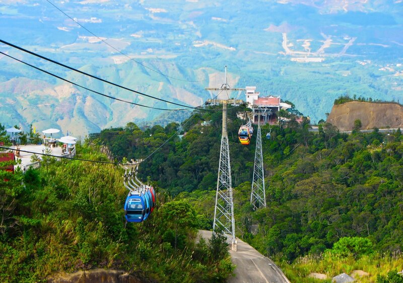 Cable Cars in Mountains — Green, Serene